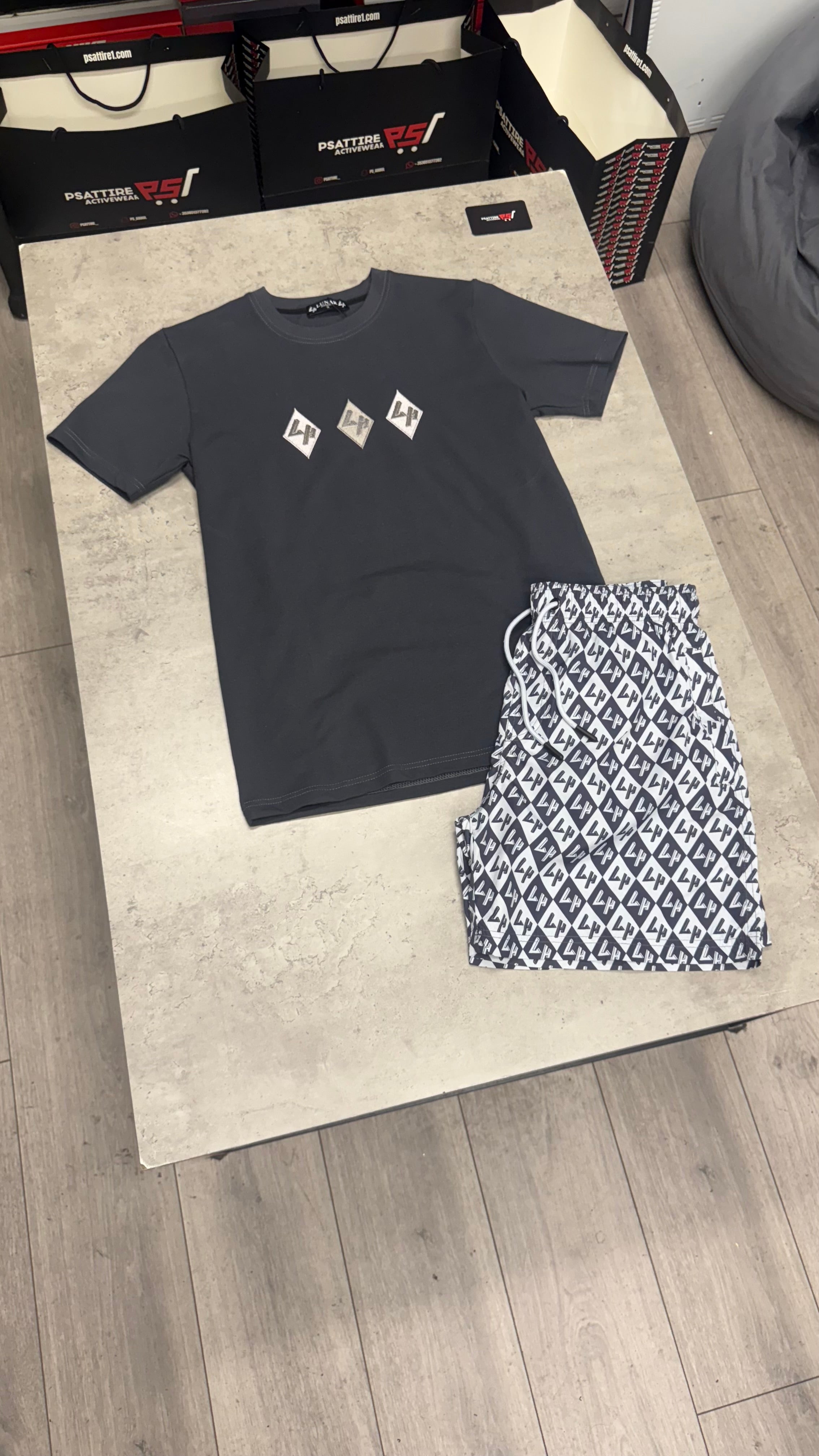 Lunar Homme Diamond Swim Short Set ‘Charcoal’