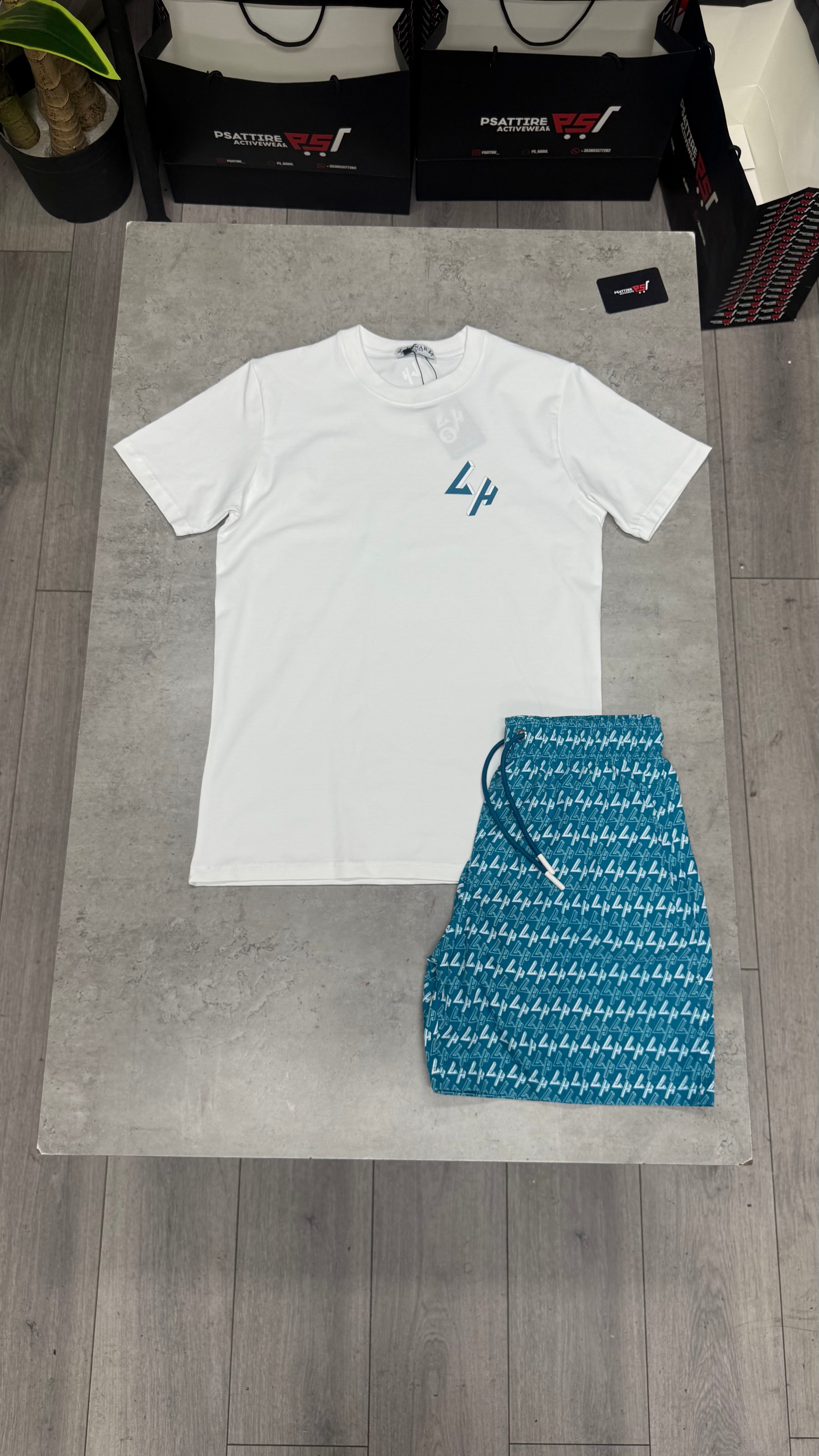 Lunar Homme Swim Short Set ‘White / Teal’