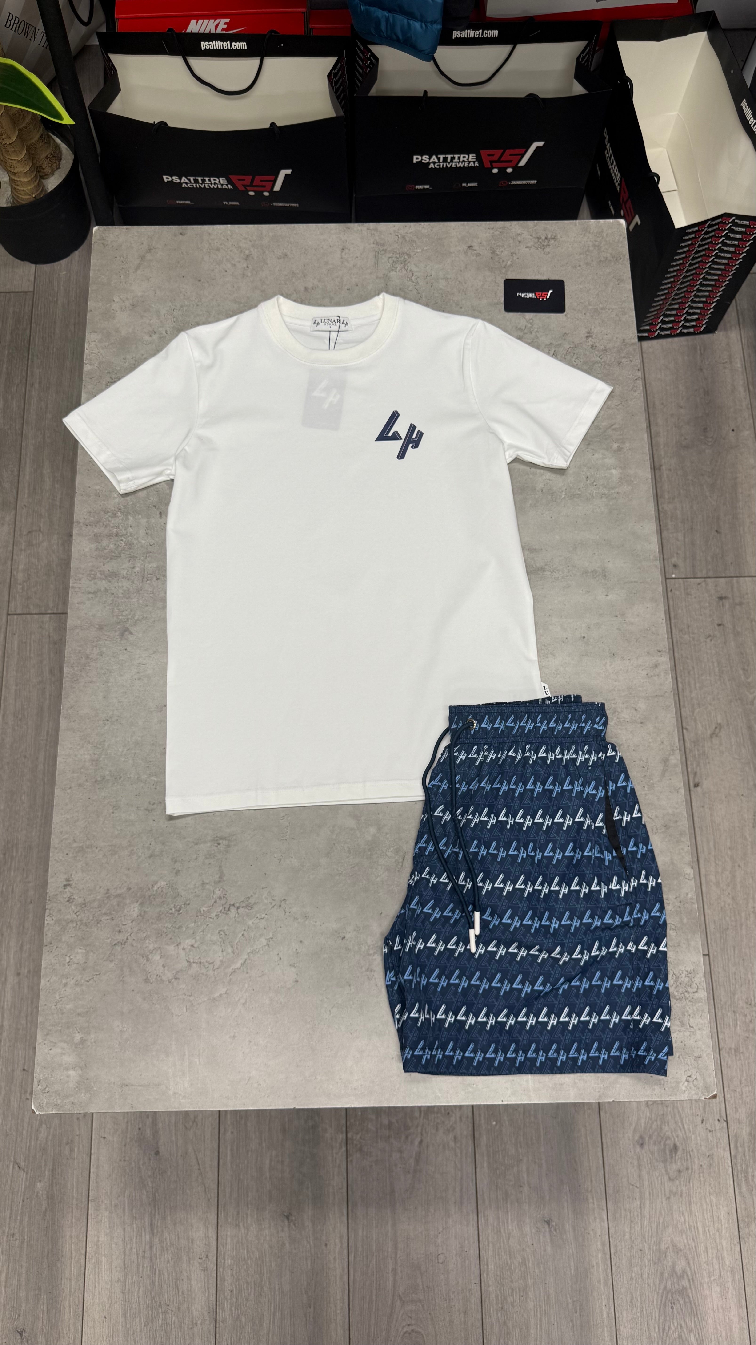 Lunar Homme Swim Short Set ‘White / Navy’