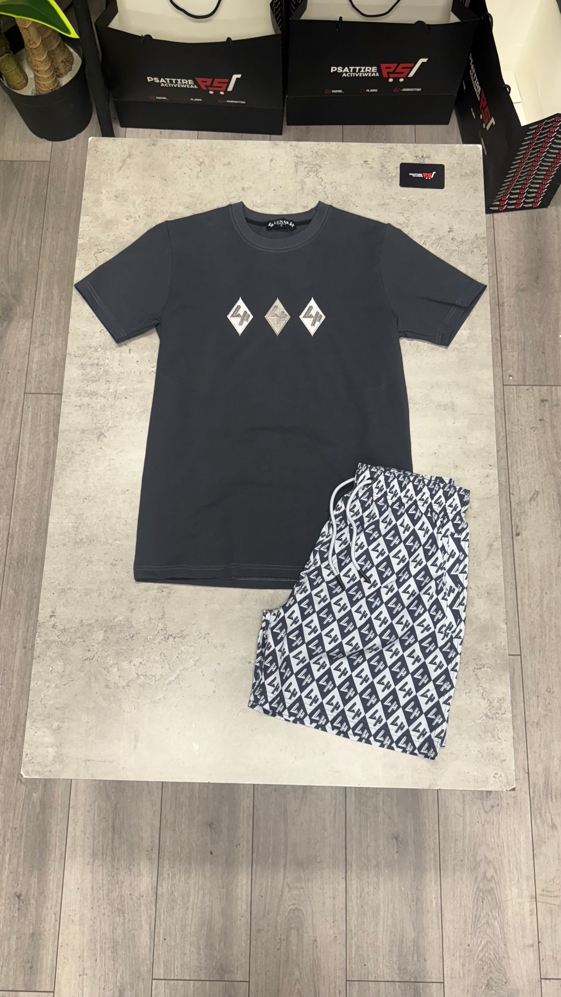 Lunar Homme Diamond Swim Short Set ‘Charcoal’