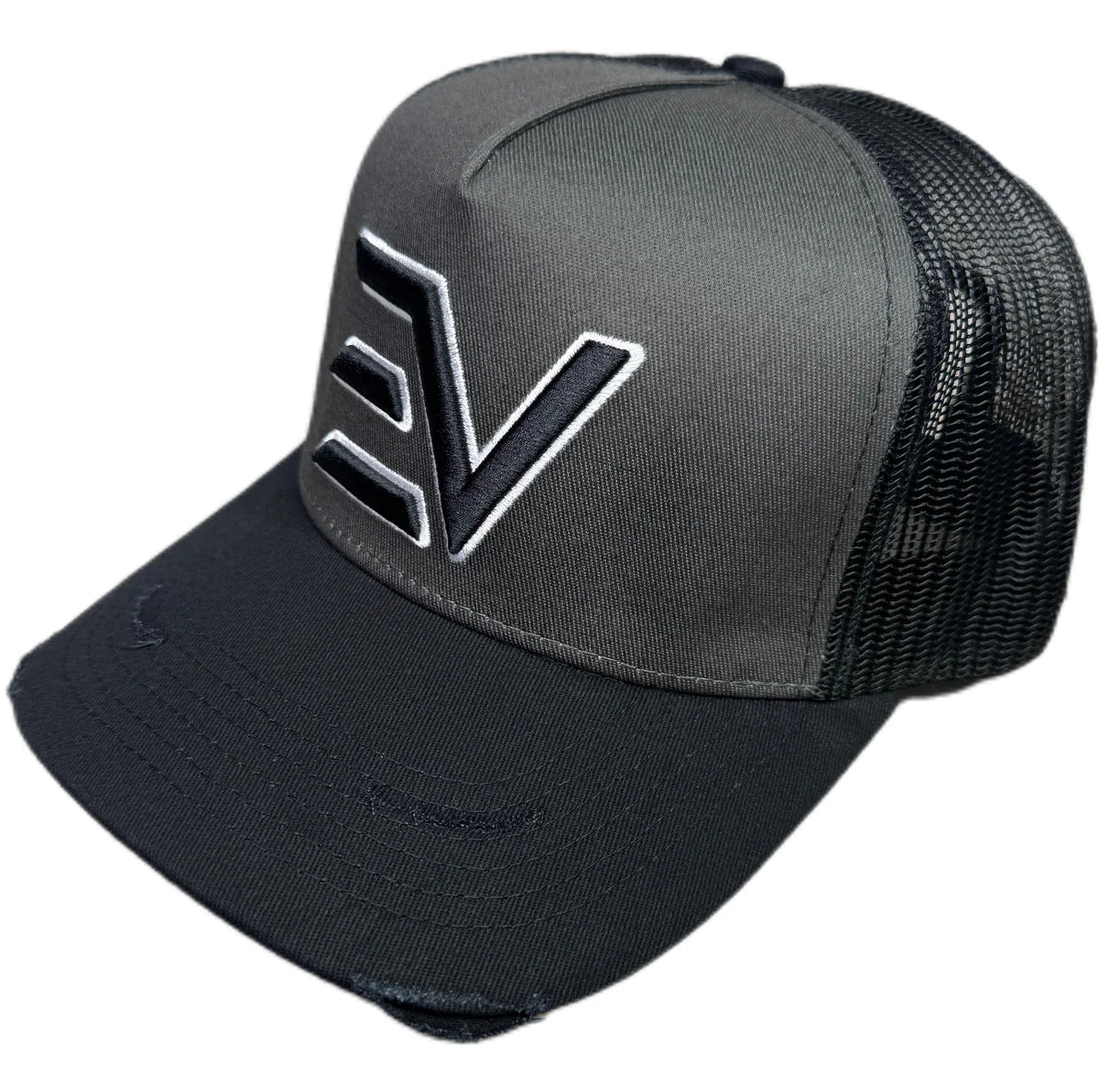 EV LOGO TRUCKER CAP “GUN METAL GREY”