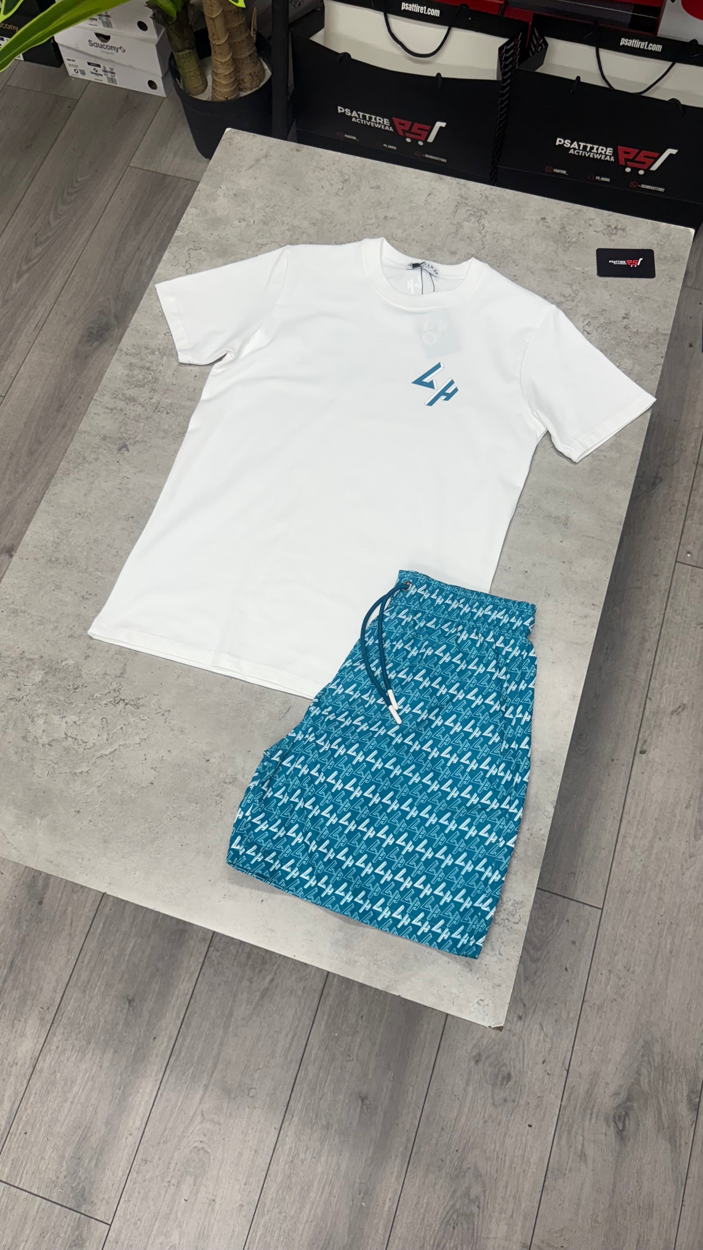 Lunar Homme Swim Short Set ‘White / Teal’