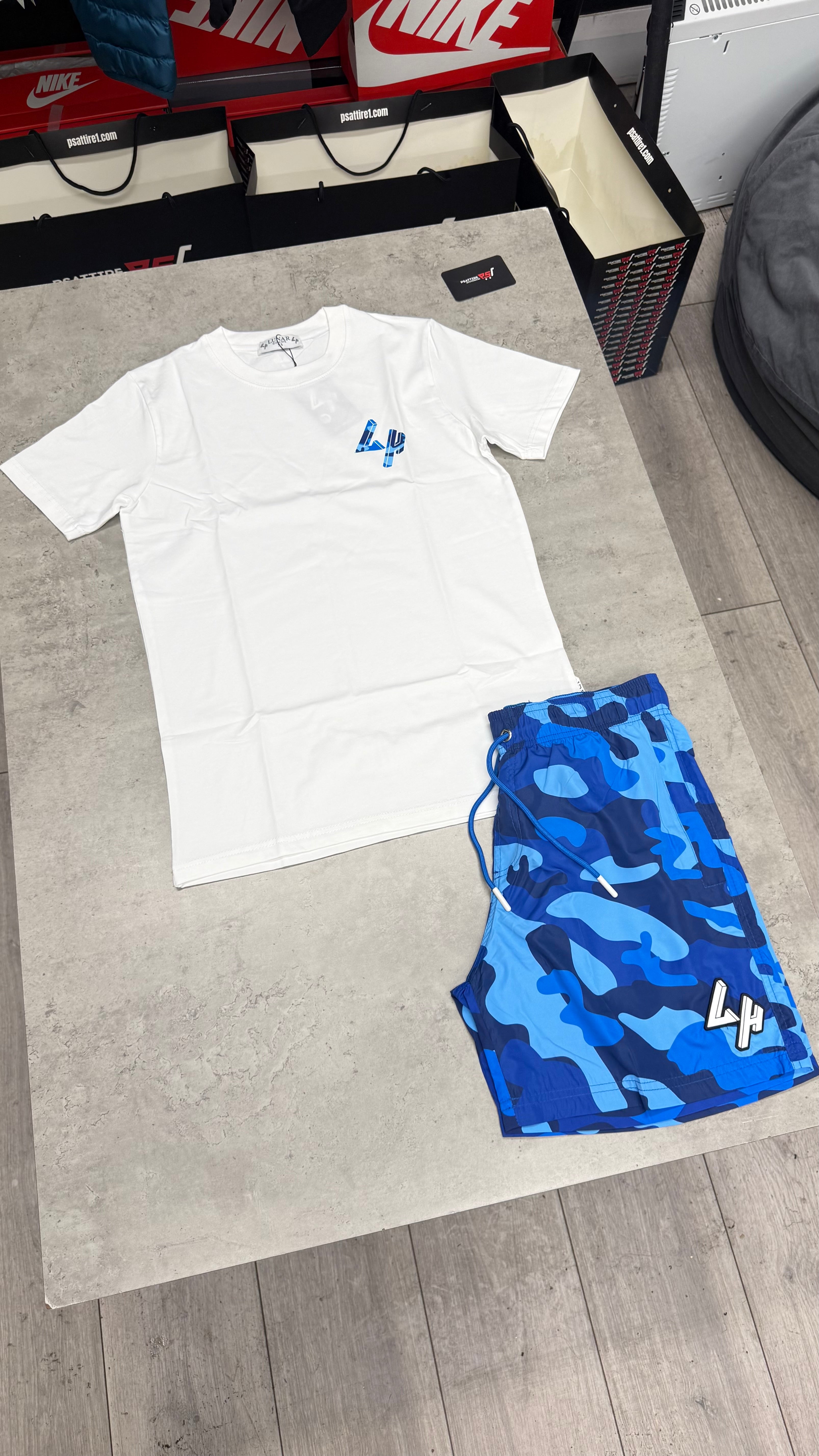 Lunar Homme Camo Swim Short Set ‘White / Blue’