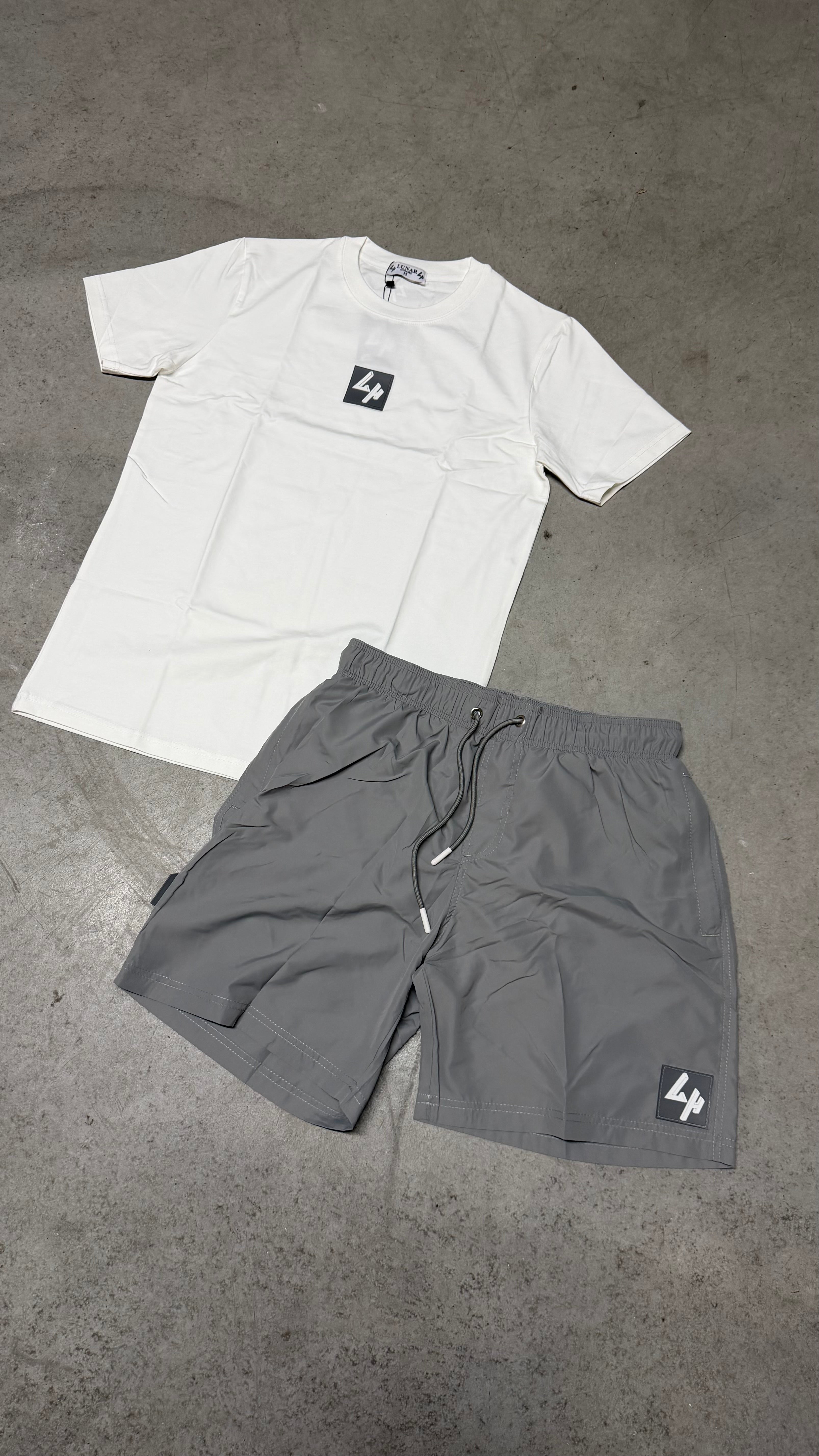 Lunar Homme Rubber Badge Swim Short Set ‘White Grey’