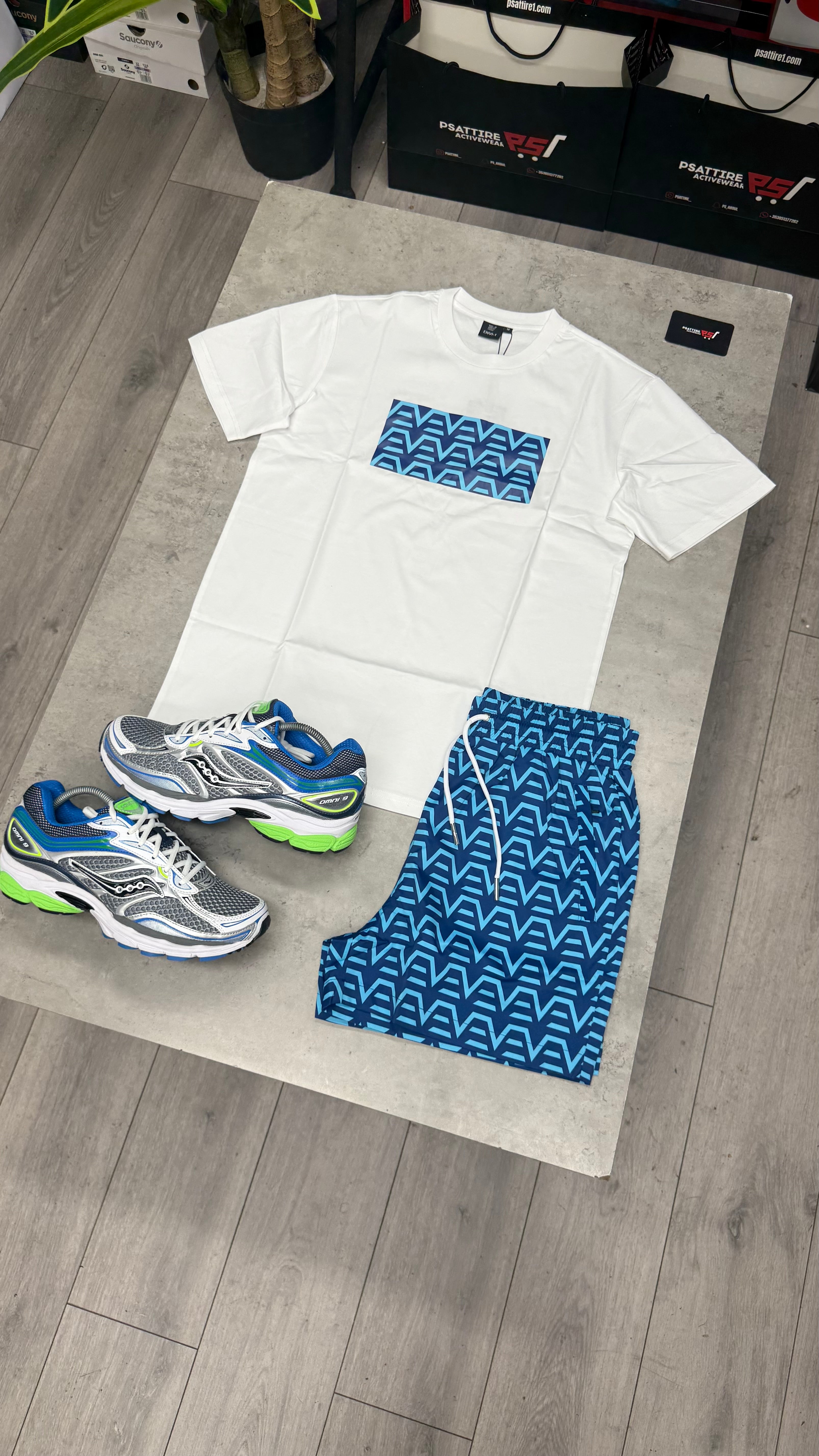 Envi Digital Reef Swim Short Set ‘White / Aqua’
