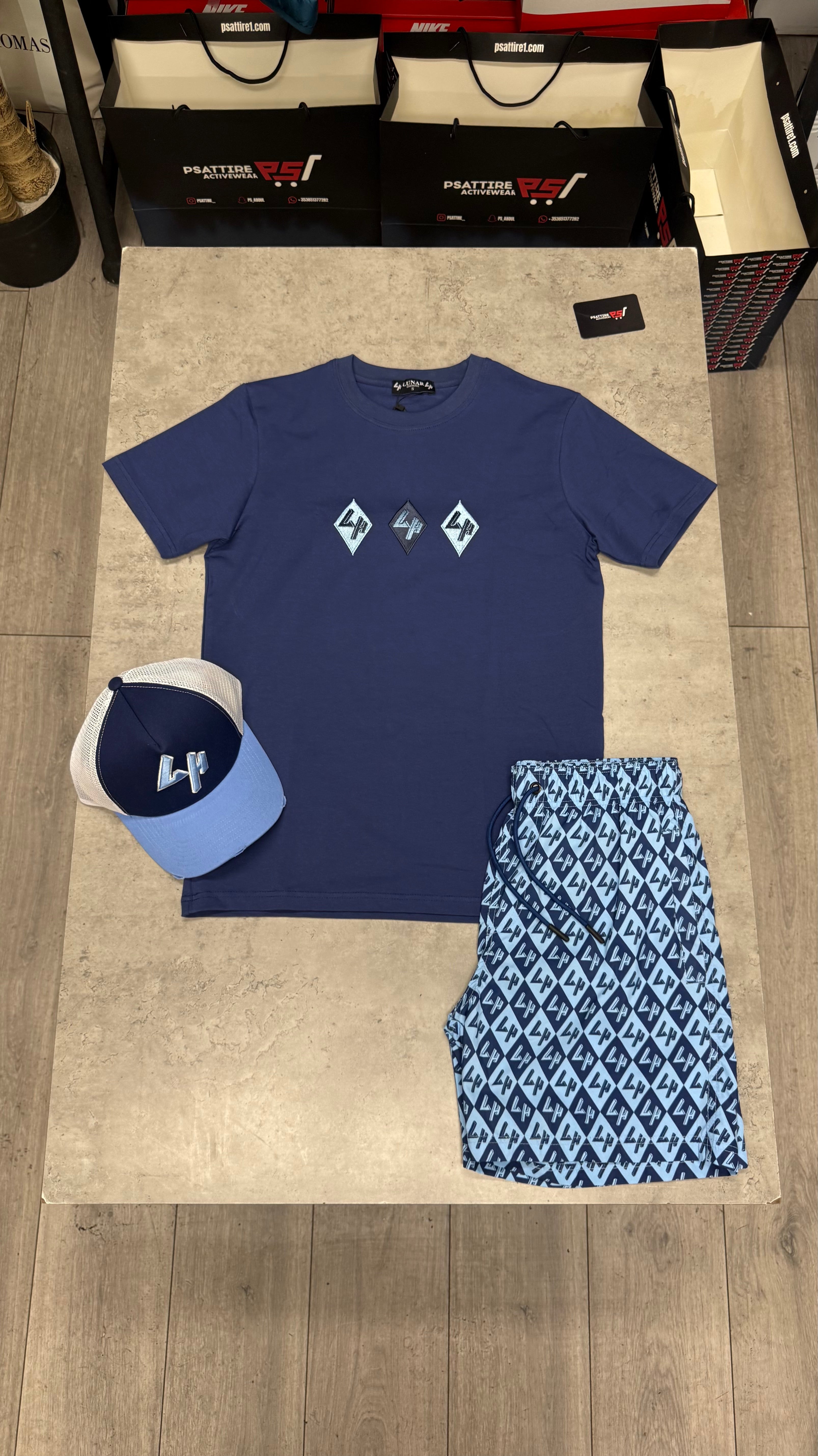Lunar Homme Diamond Swim Short Set ‘Navy / Blue’