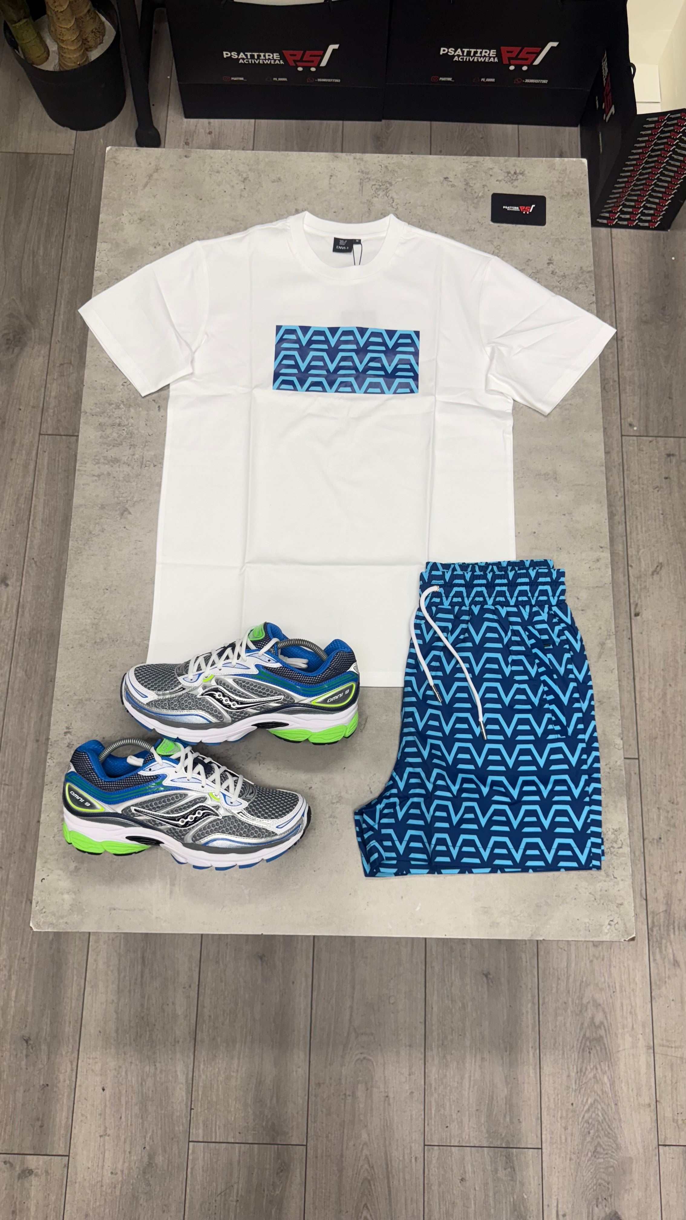 Envi Digital Reef Swim Short Set ‘White / Aqua’