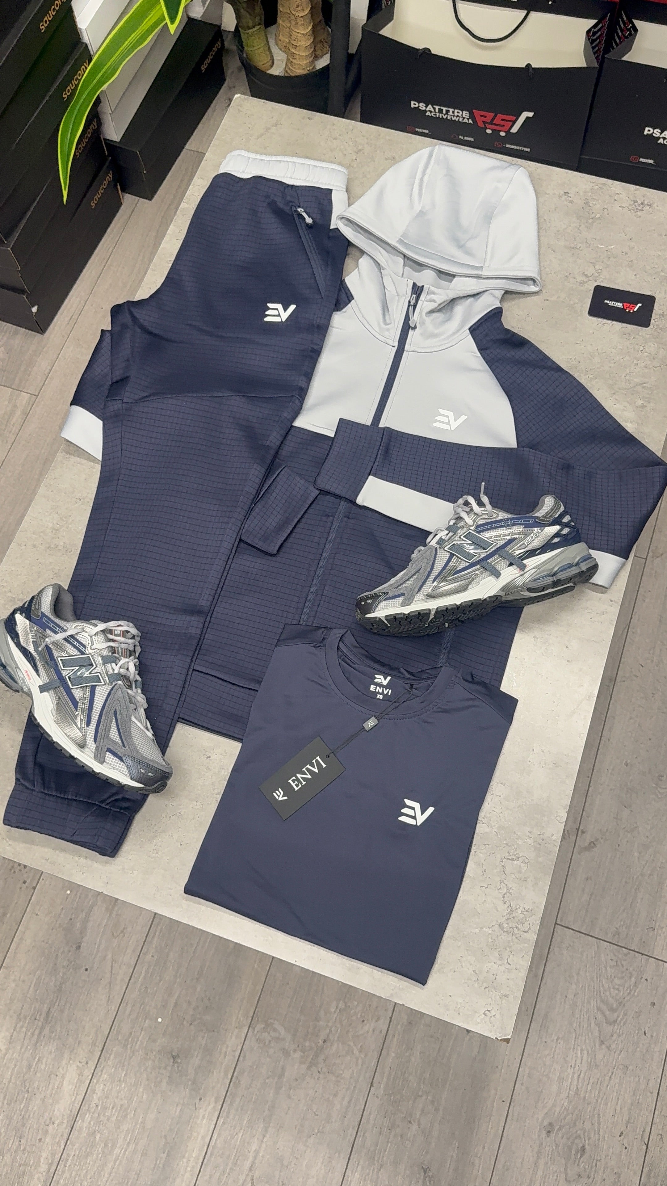 Envi Metric Fleece 3 Piece Tracksuit ‘Navy/Light Grey’