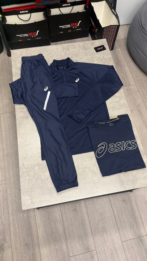 Asics 3 Piece 1/4 Zip Tracksuit ‘Navy’