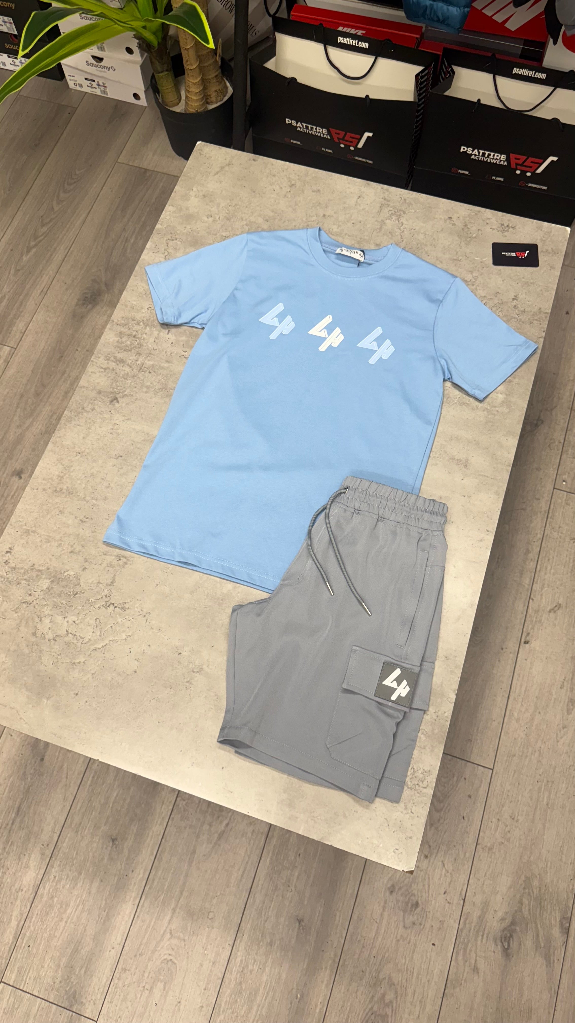 Lunar Homme Cargo Short Set ‘Blue / Grey’