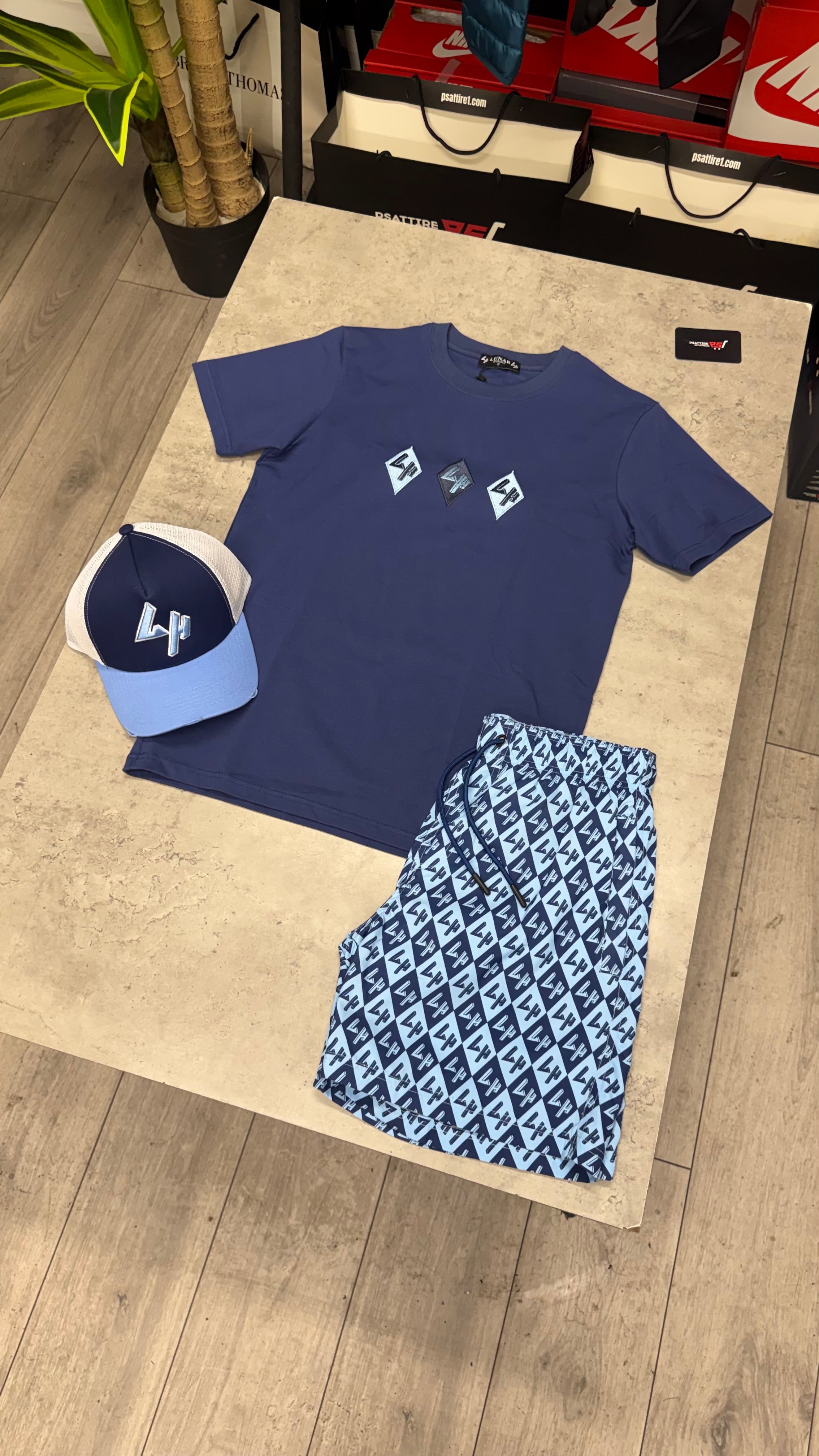 Lunar Homme Diamond Swim Short Set ‘Navy / Blue’