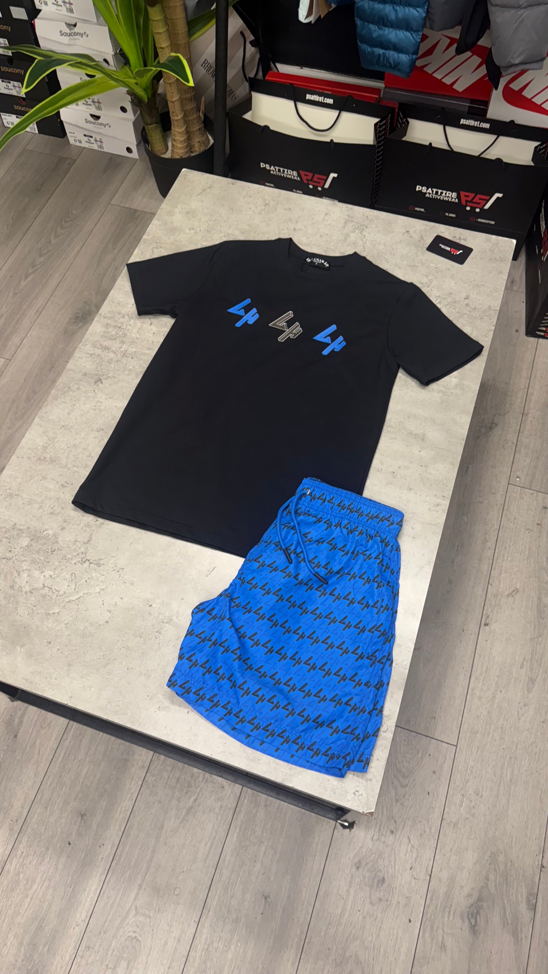 Lunar Homme Swim Short Set ‘Black / Royal Blue’