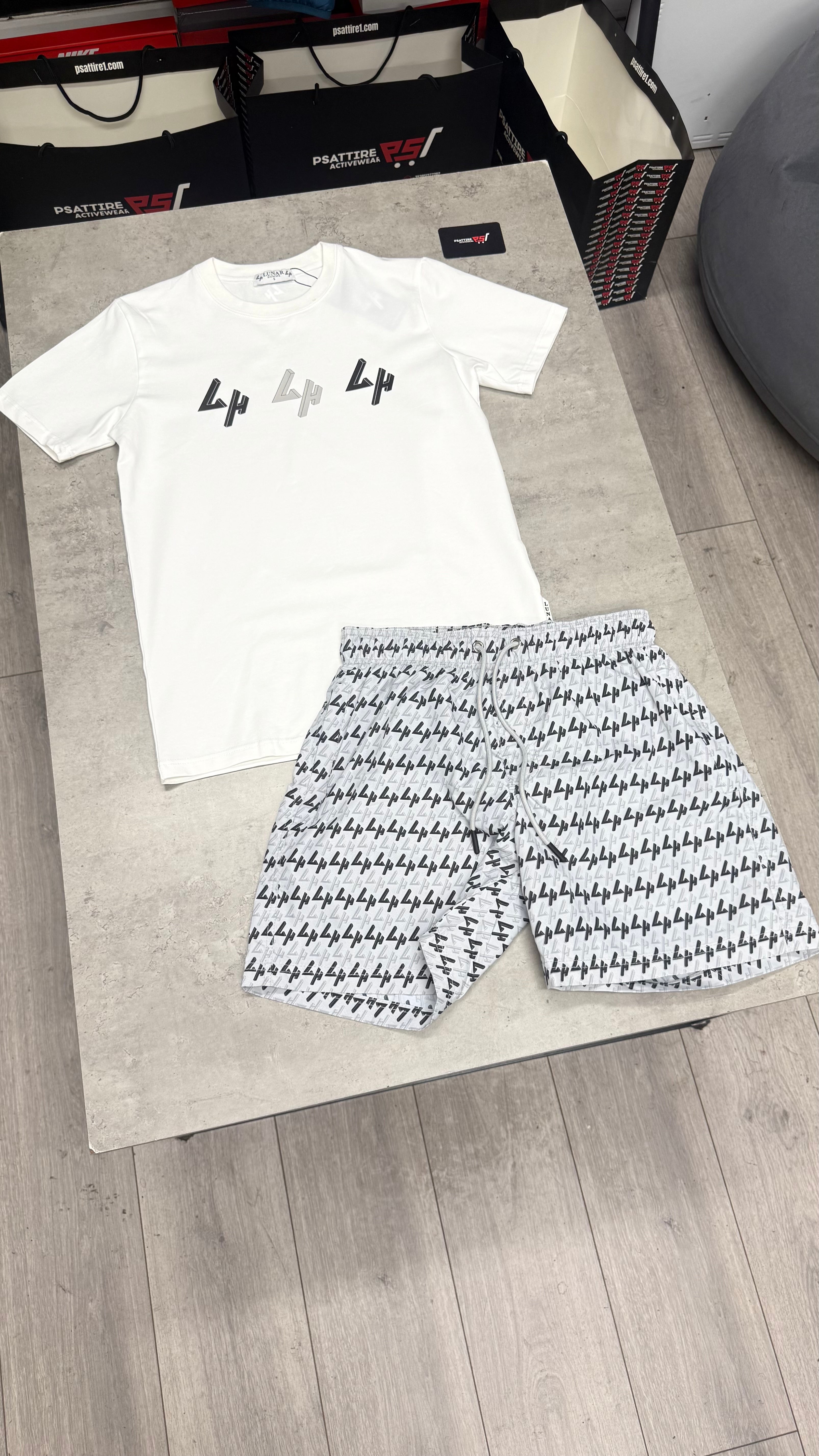 Lunar Homme Swim Short Set ‘White / Grey’
