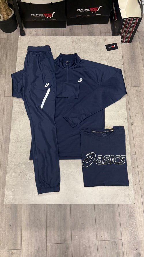 Asics 3 Piece 1/4 Zip Tracksuit ‘Navy’
