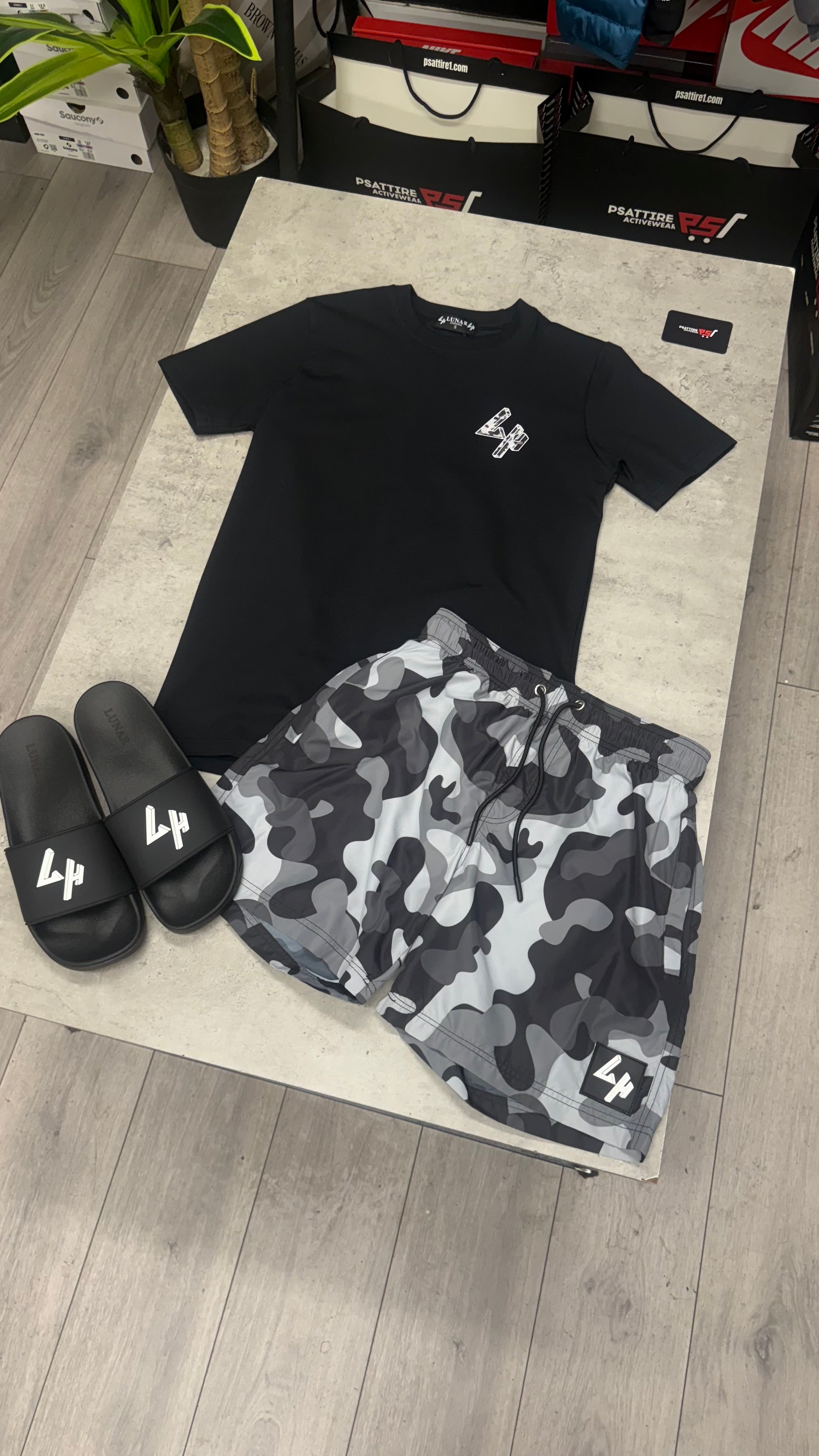 Lunar Homme Swim Short Set ‘Black Camo’