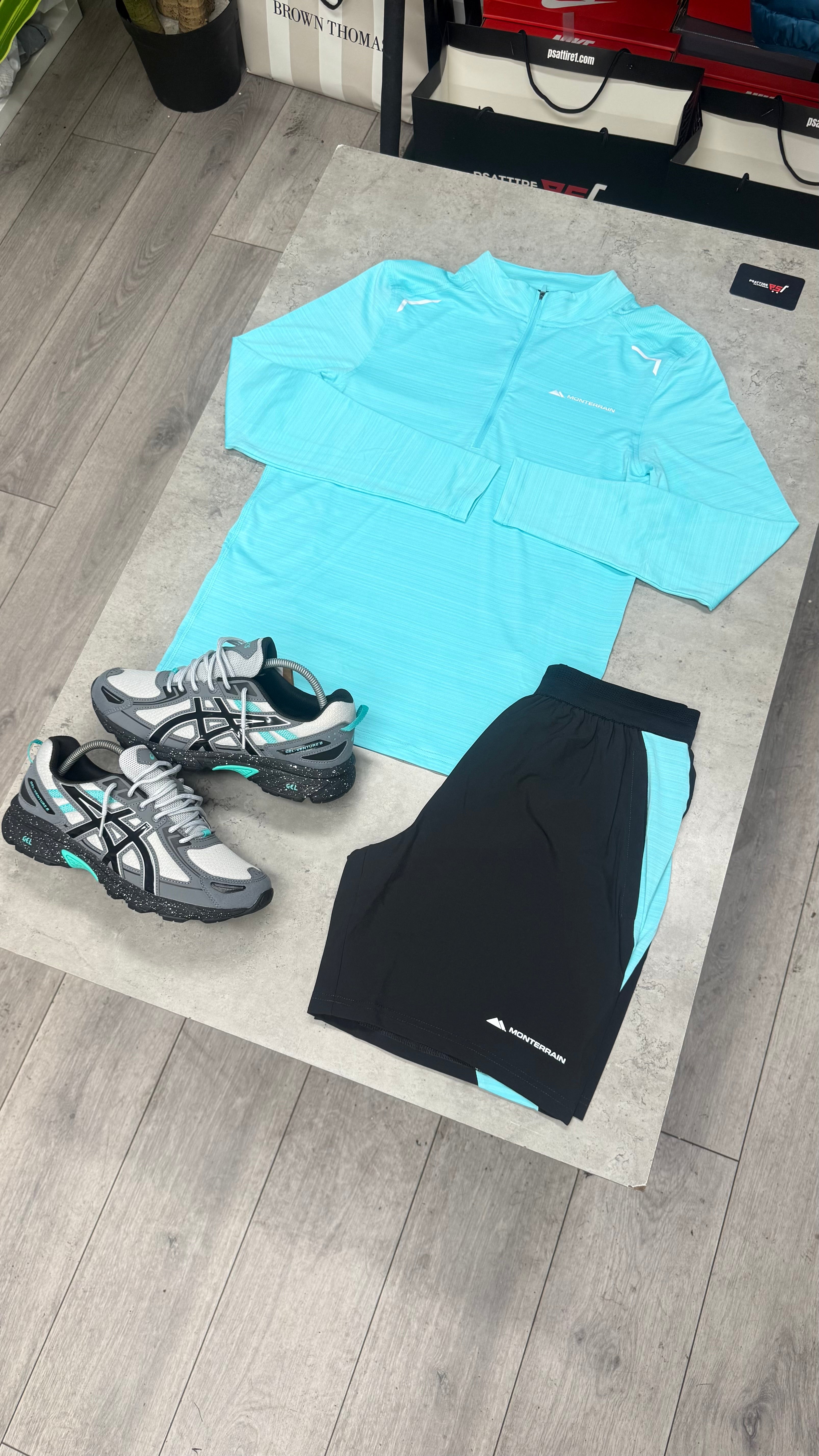 Monterrain 1/4 Zip Short Set ‘Aqua’