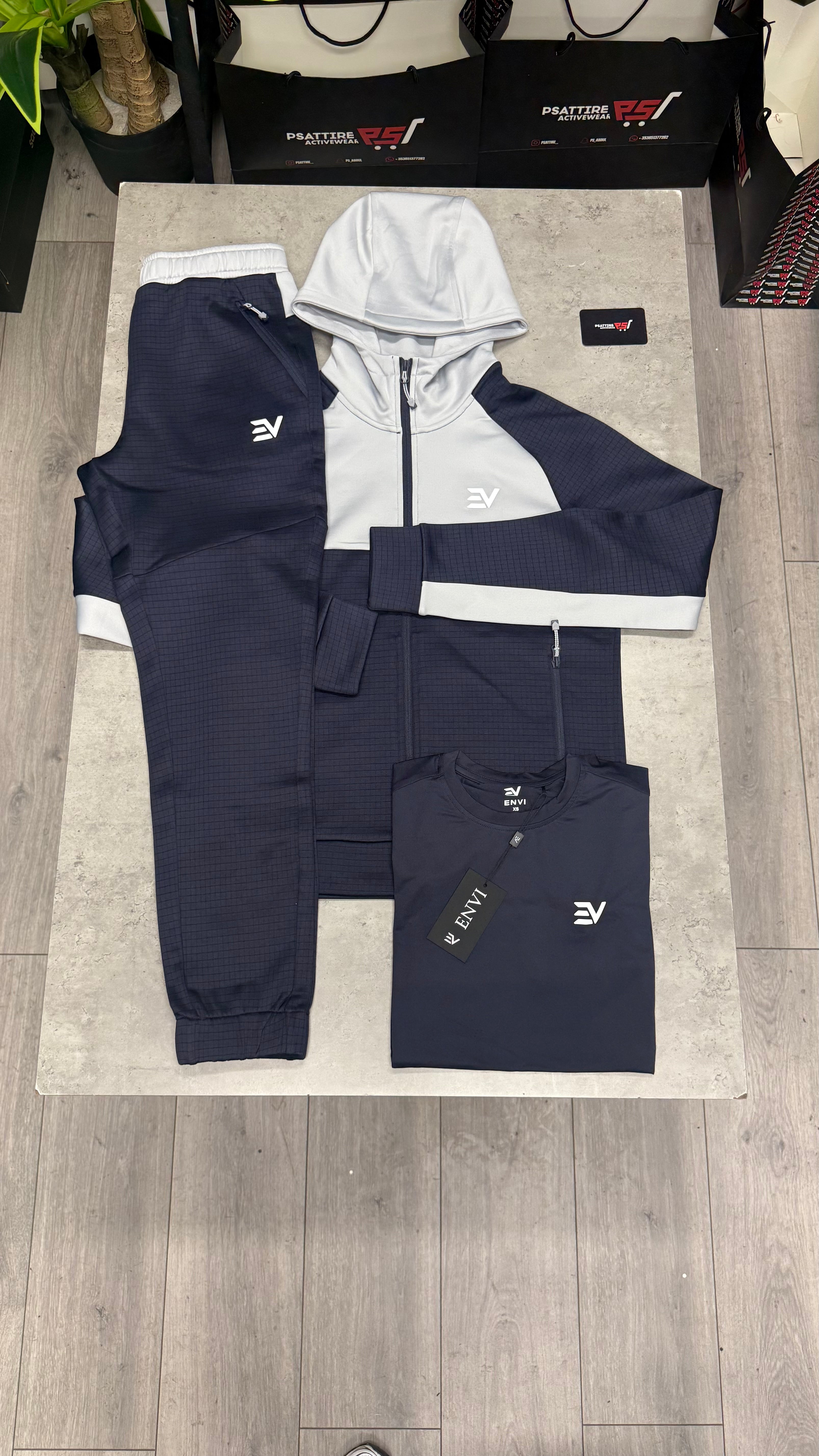 Envi Metric Fleece 3 Piece Tracksuit ‘Navy/Light Grey’