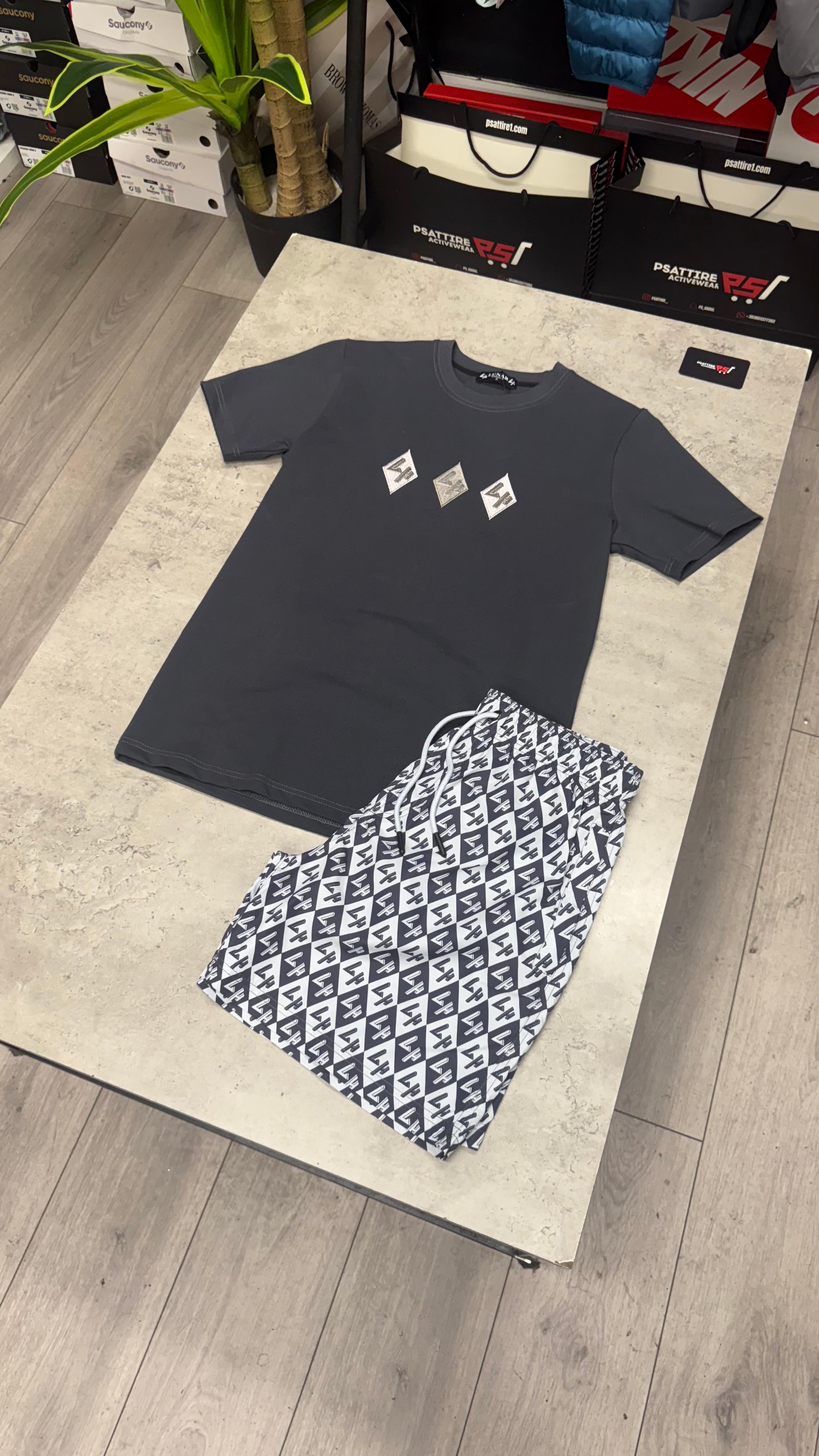 Lunar Homme Diamond Swim Short Set ‘Charcoal’