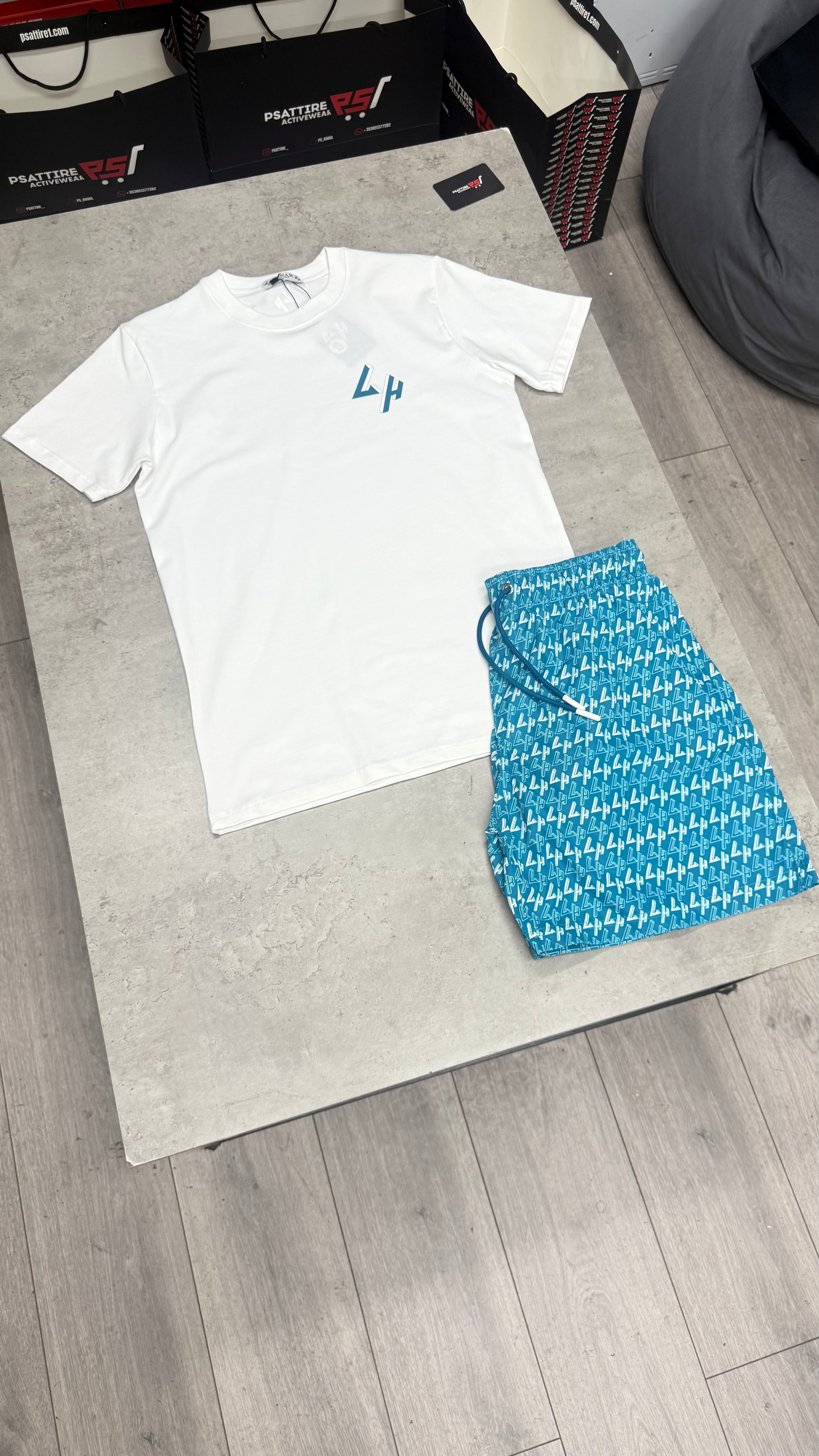 Lunar Homme Swim Short Set ‘White / Teal’