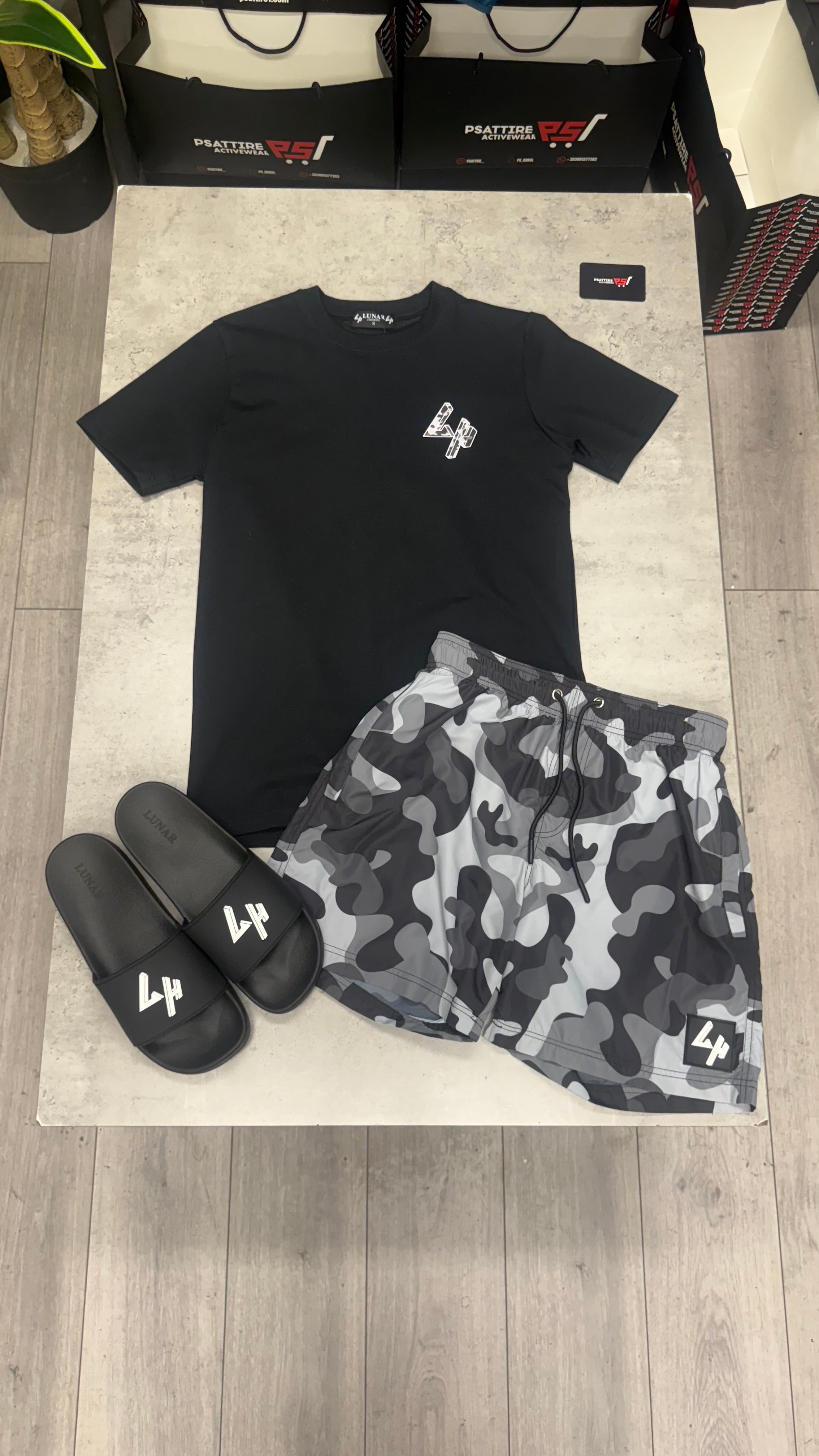 Lunar Homme Swim Short Set ‘Black Camo’