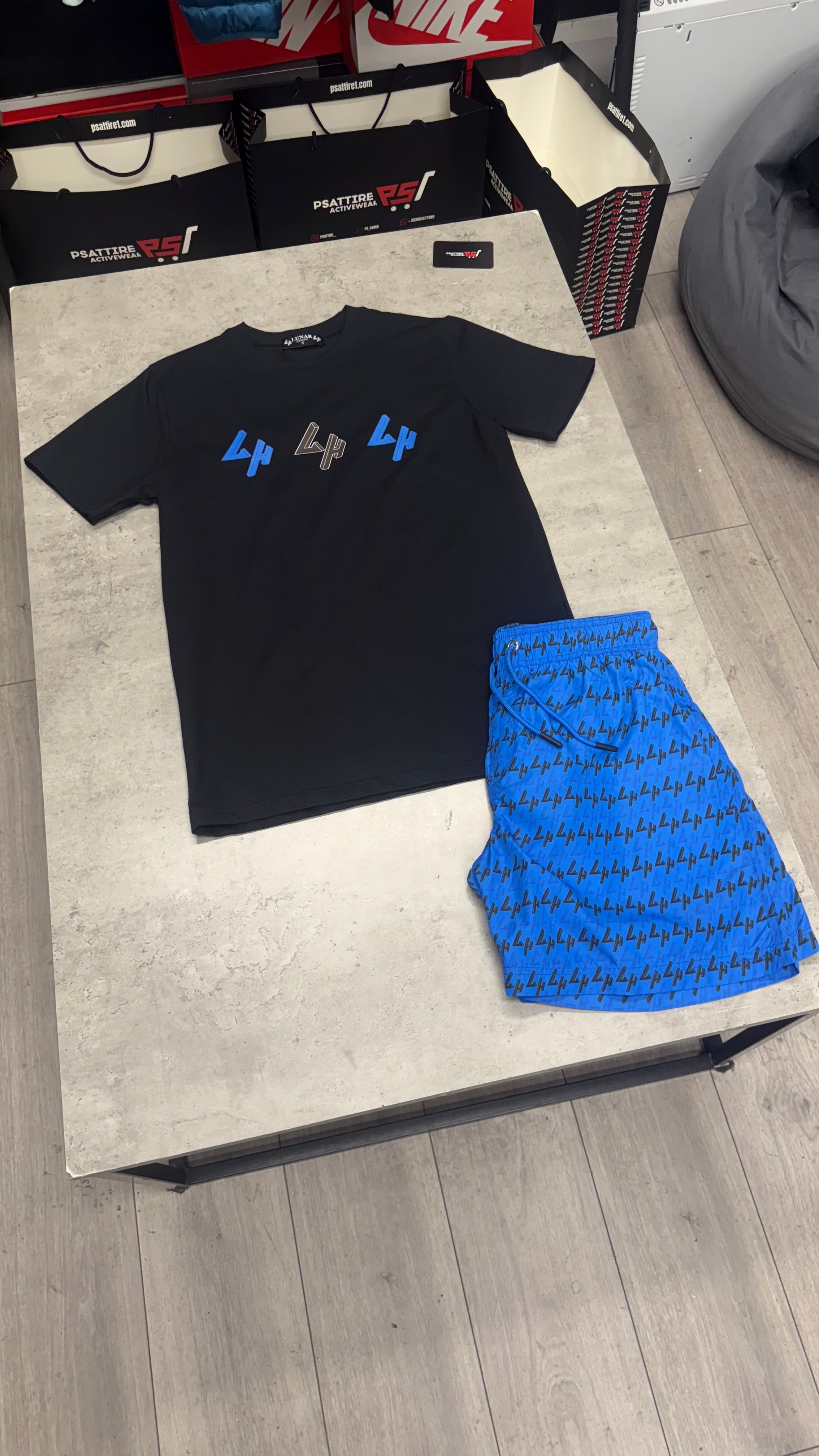 Lunar Homme Swim Short Set ‘Black / Royal Blue’