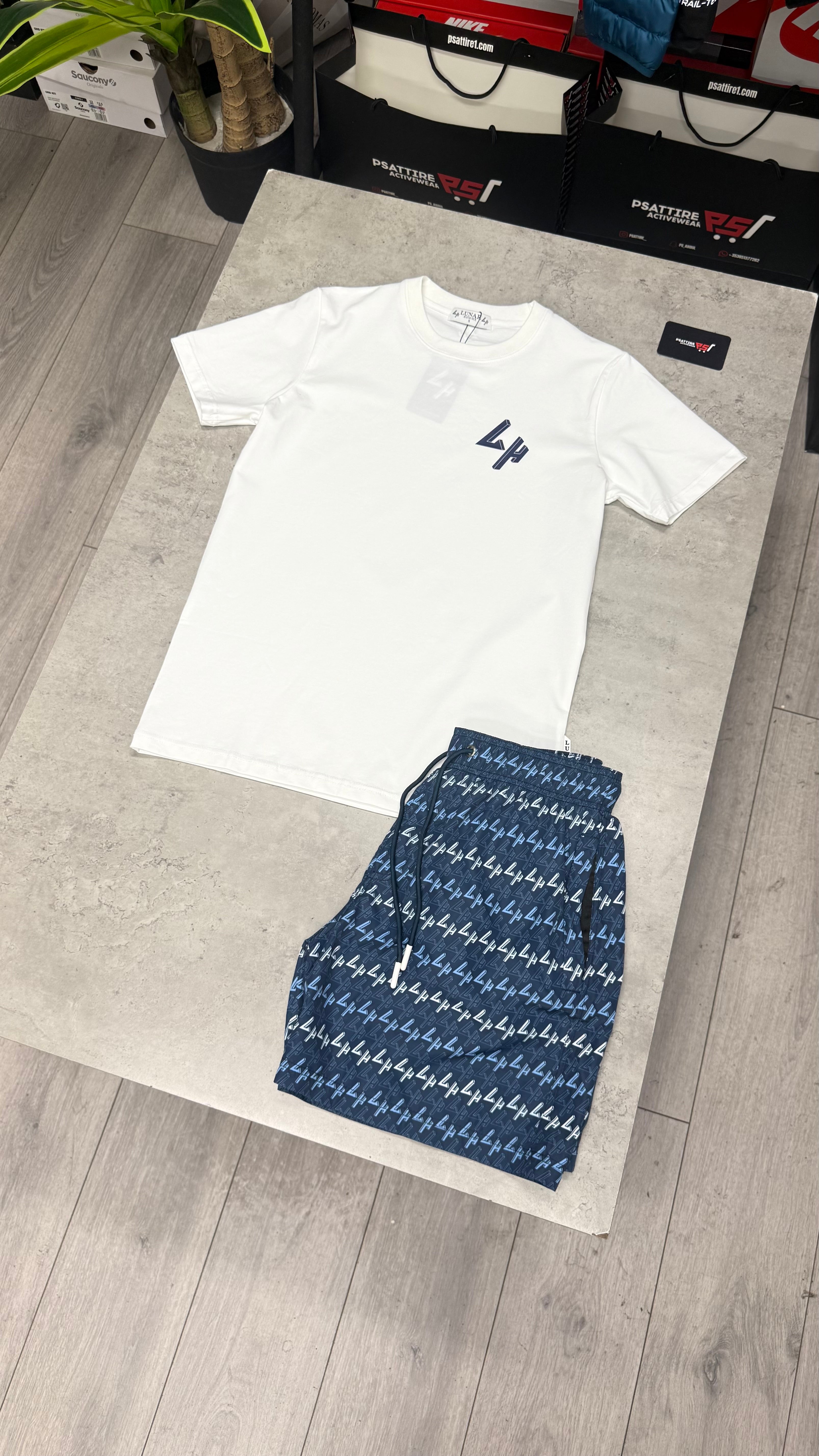 Lunar Homme Swim Short Set ‘White / Navy’