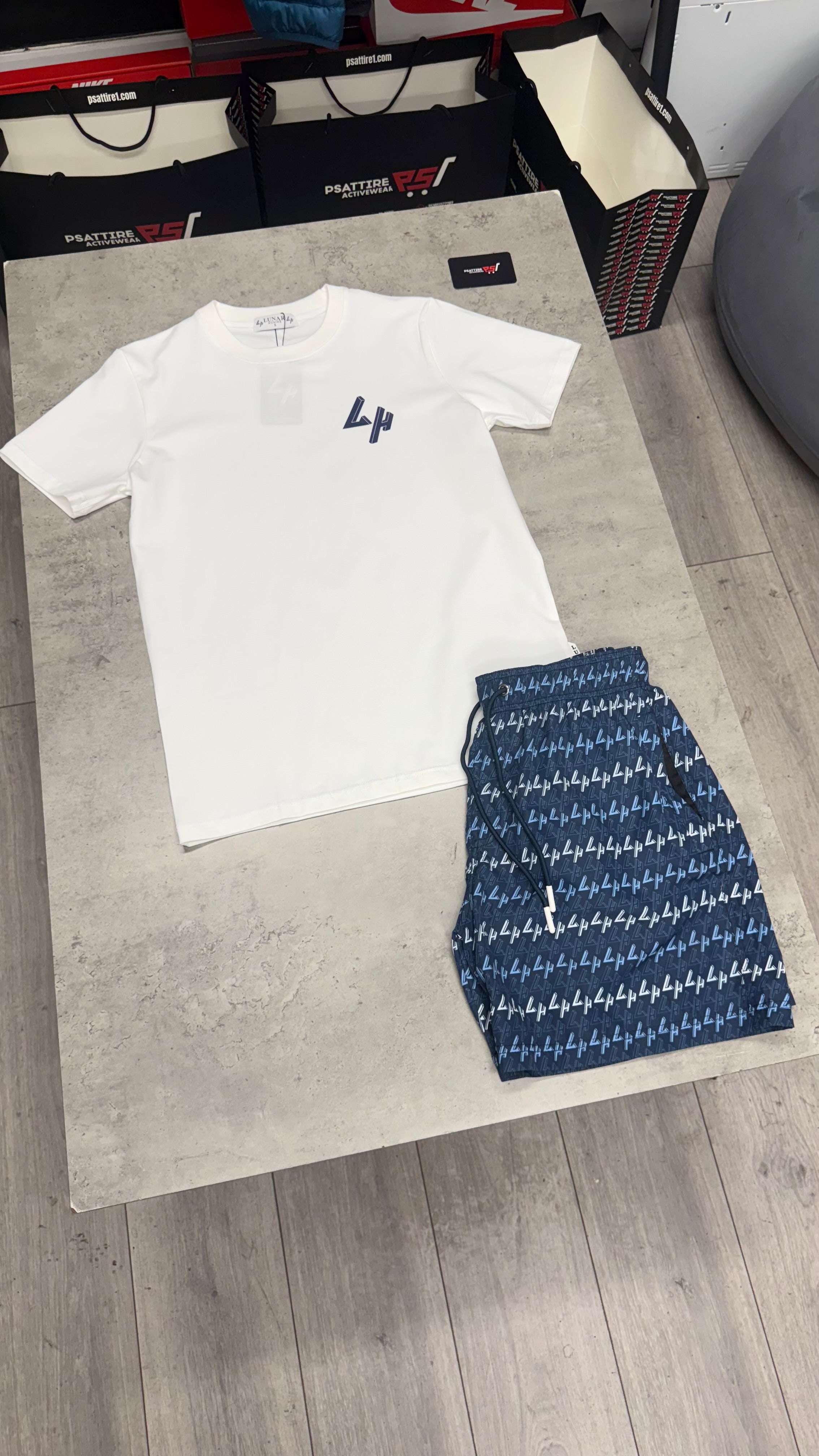 Lunar Homme Swim Short Set ‘White / Navy’