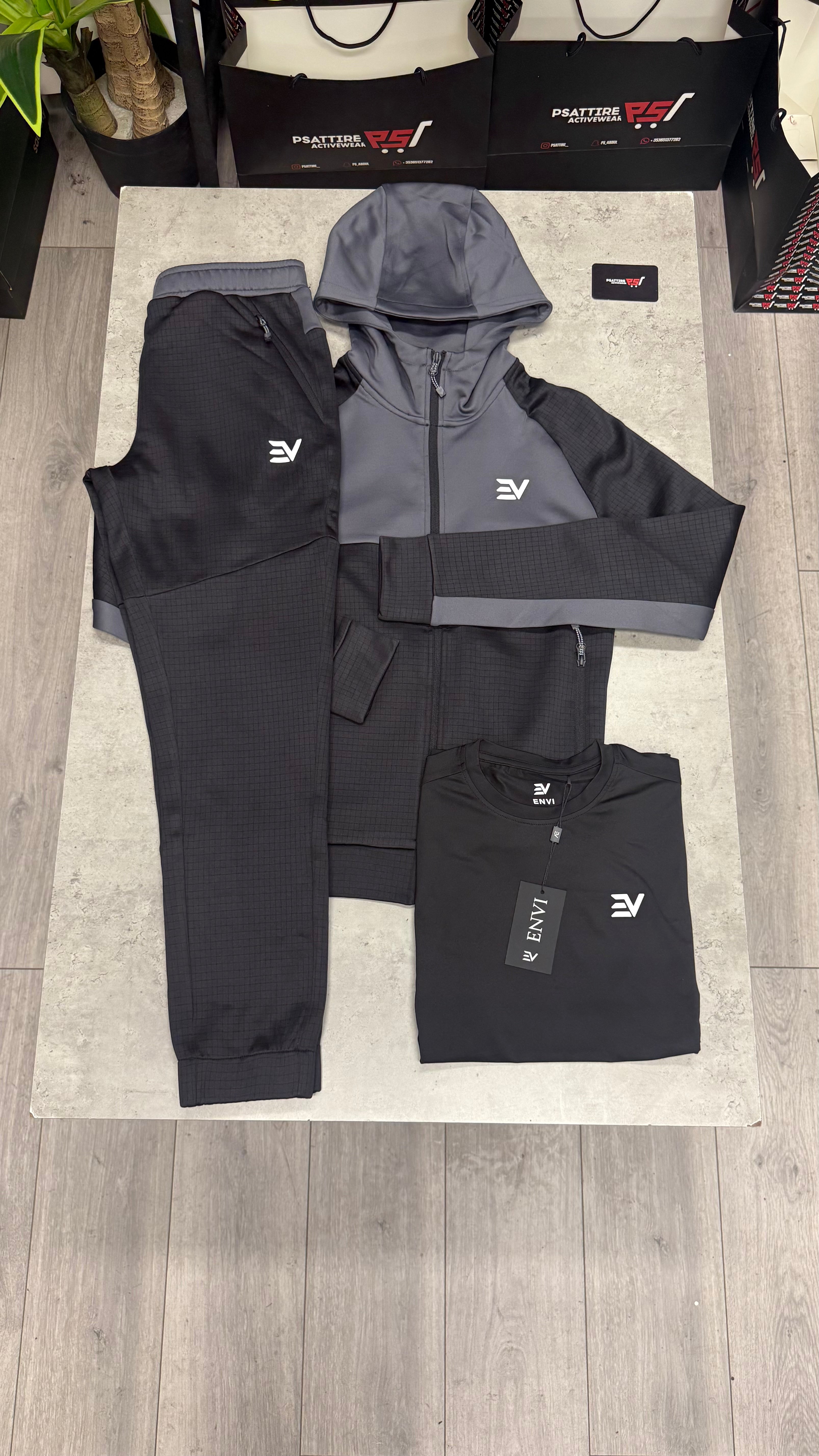 Envi Metric Fleece 3 Piece Tracksuit ‘Black/Grey’