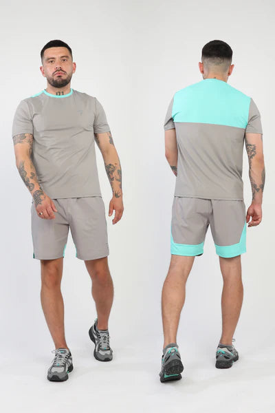 GRIID PULSE TWINSET - GREY/AQUA
