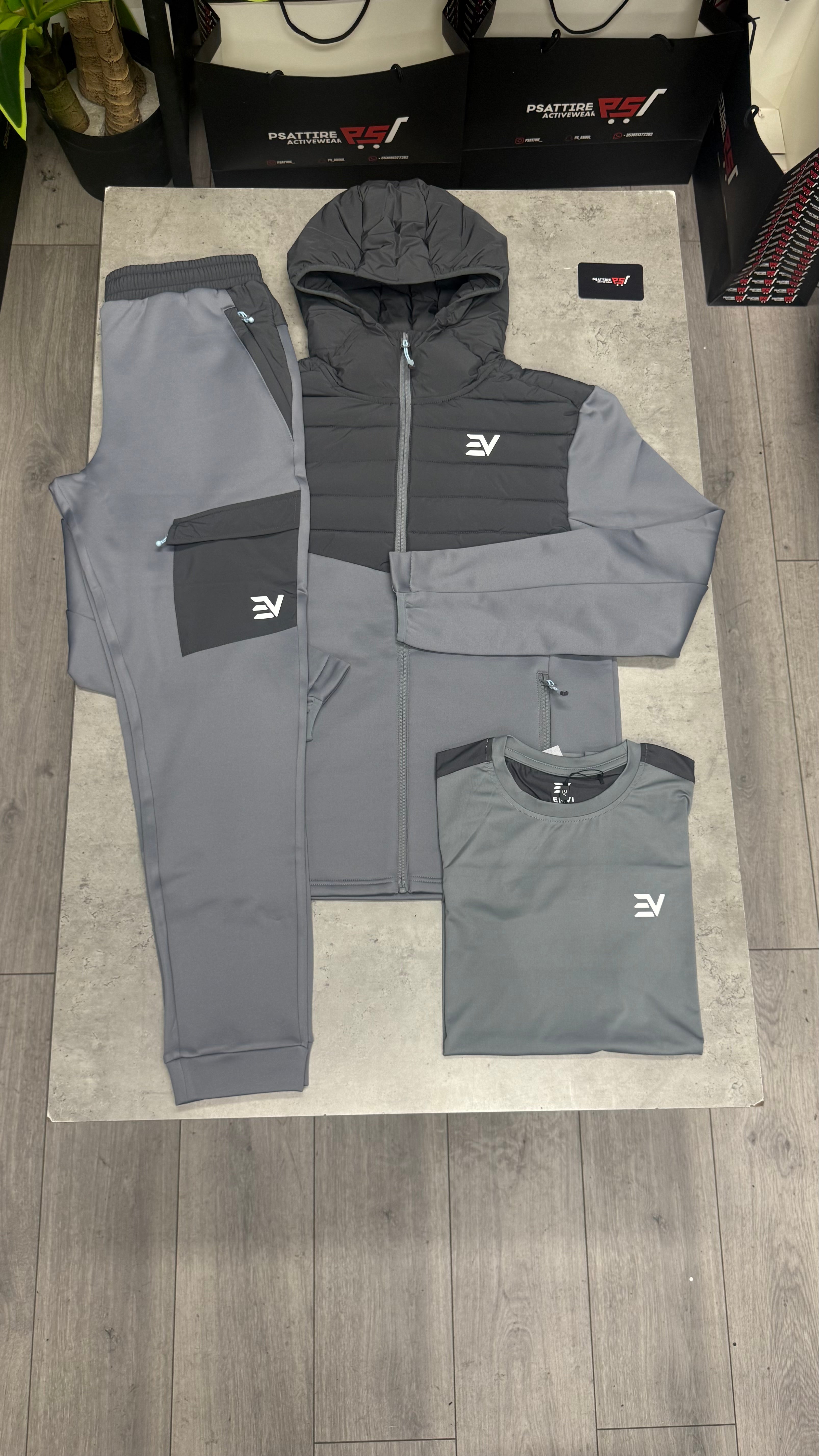 Envi Hybrid 3 Piece Tracksuit ‘Light / Dark Grey’