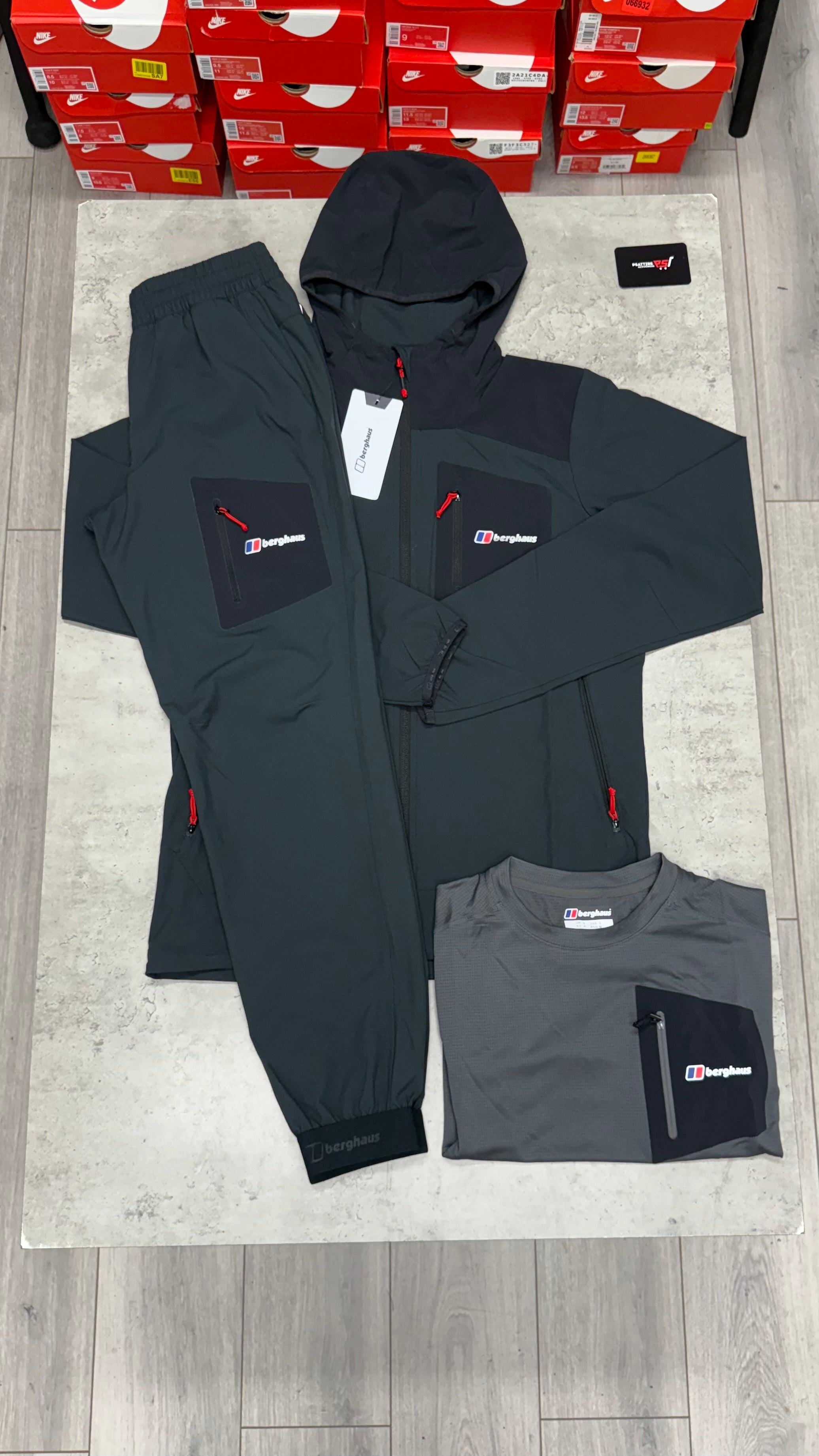 Berghaus Intervale 3 Piece Tracksuit ‘Dark Grey Red’