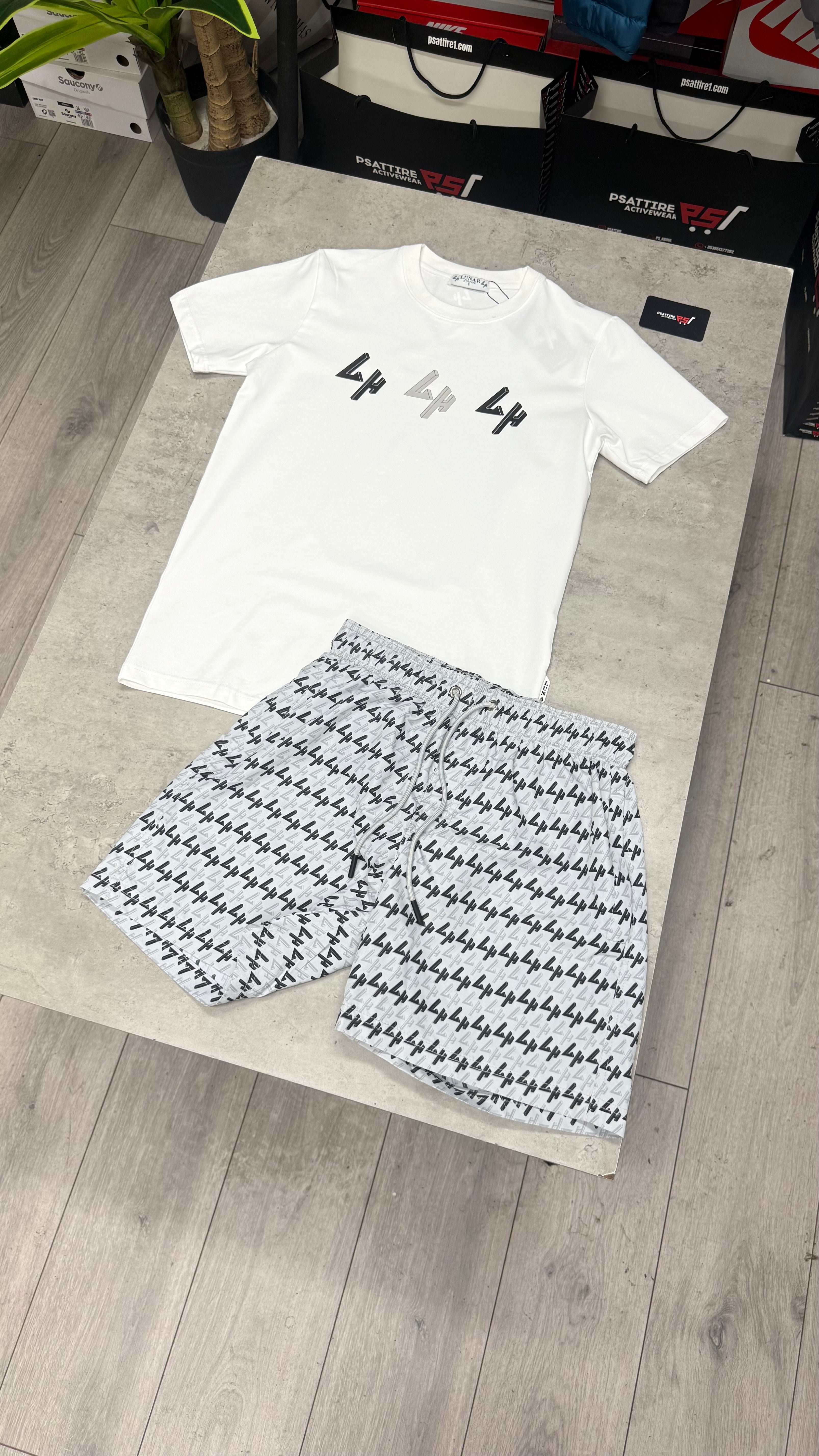 Lunar Homme Swim Short Set ‘White / Grey’