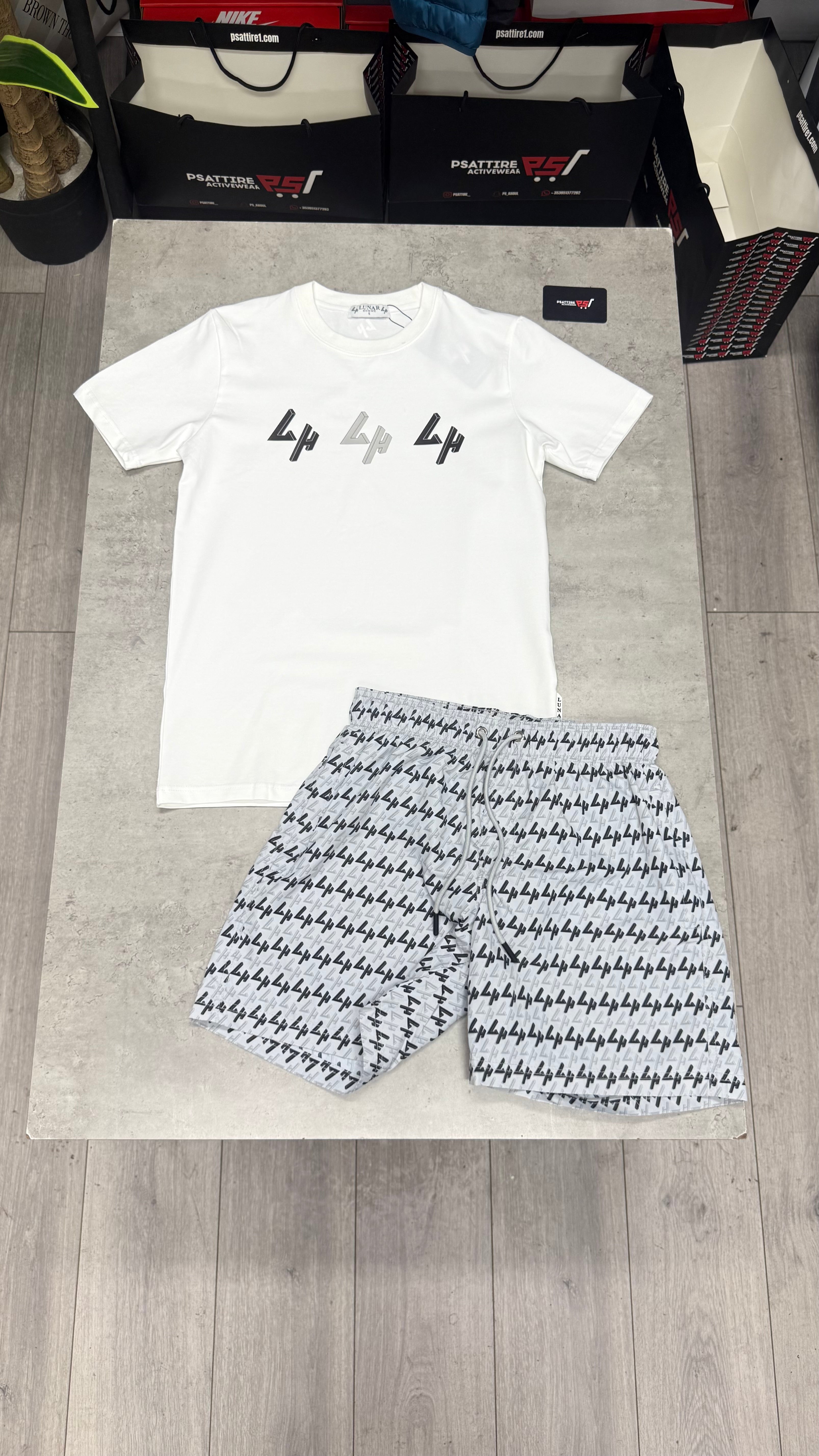 Lunar Homme Swim Short Set ‘White / Grey’