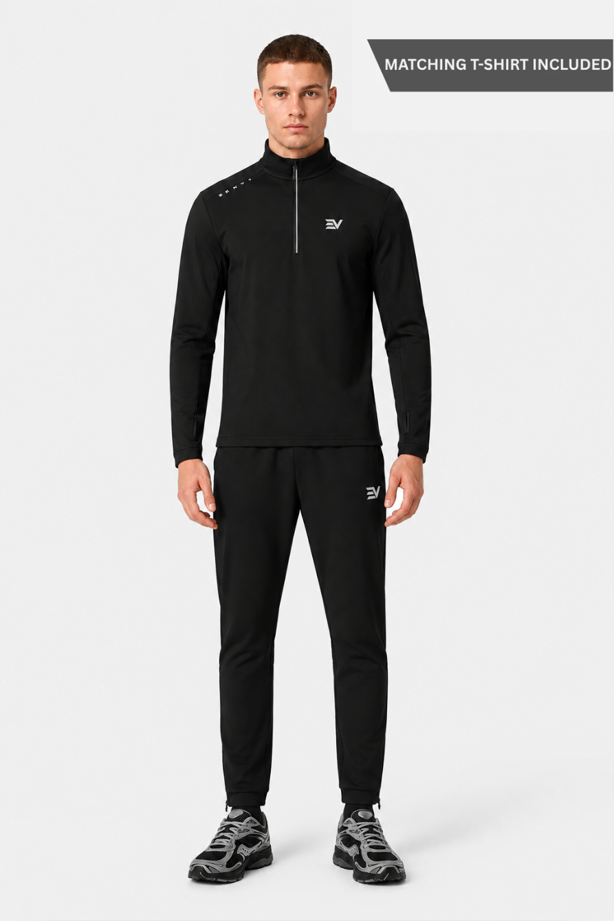 ENVI SPORT PERFORMANCE QUATER ZIP TRISET (TSHIRT INCLUDED) - BLACK